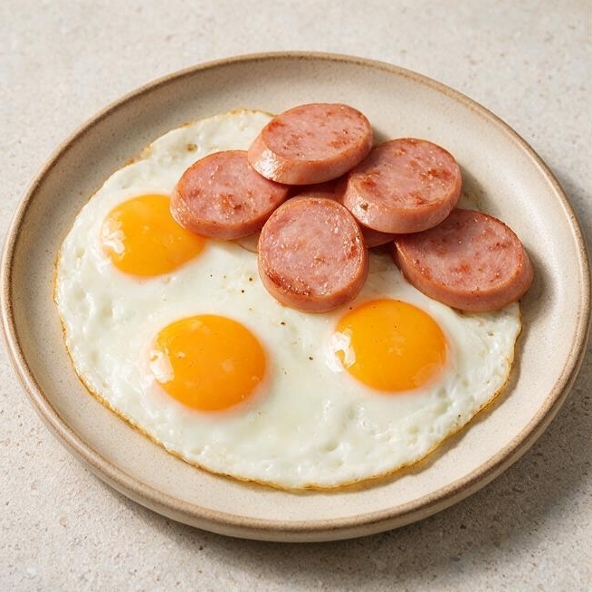 Яичница с докторской колбасой