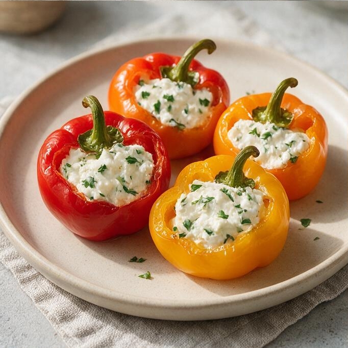 Запечённый перец с творогом и зеленью